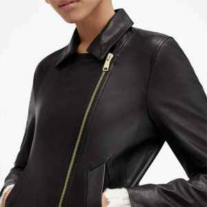 แจ็กเก็ตหนังแกะแท้วินเทจสำหรับผู้หญิง, ใหม่2025ปกพับลงหนังครอปกระดุมหนังพรีเมี่ยม - Product Image 5