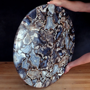 Sello de Ágata Pulida Artesanal, Decoración de Hogar de Lujo, Modelo de Flor Religiosa, Patrón de Resina, Color Personalizado, Alta Artesanía - Product Image 3