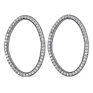 Exquisitos Pendientes de Aro Ovalados con Diamantes para Joyería de Moda Femenina - Product Image 2