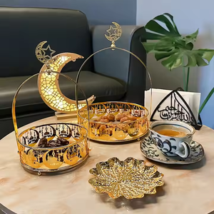 Plateau de service à gâteau en fer décoratif moderne essentiel pour le Ramadan, étoile de lune, plateau à nourriture musulman, vaisselle de fête, décoration de table - Product Image 3