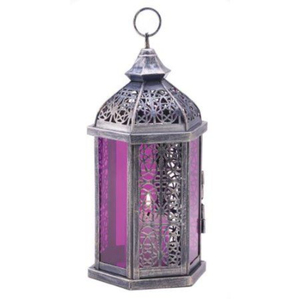 Faroles Marroquíes Colgantes de Cristal Azul, Farol Decorativo de Metal Negro para Decoración del Hogar y Luces Navideñas - Product Image 2