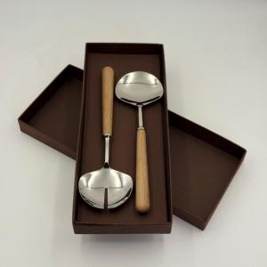 Juego de 2 Cucharas para Servir Ensaladas, Hechas a Mano, Ecológicas, con Mango de Madera de Mango y Acero Inoxidable, para Vajilla, Decoración de Hoteles y Restaurantes - Product Image 6