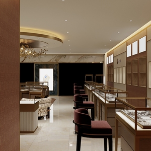 高級ジュエリーショップのショールームディスプレイカウンター、LEDバックライト付きガラス、豪華なジュエリーショップの特注家具 - Product Image 3