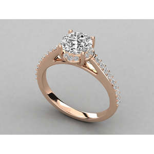 Bague solitaire en or 9 carats pour femme avec diamant rond, design brillant - Product Image 3