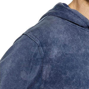 เสื้อฮู้ดผ้า100% สำหรับผู้ชายผ้าฟลีซผ้าคอตตอนสีพื้นพิมพ์ลายย้อมสีล้วนสำหรับฤดูหนาวซักด้วยกรด - Product Image 3