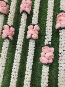 Mogra jazmín Ranunculus flor guirnalda boda india decoración Mandap Mehndi Sangeet escenario telón de fondo decoración de inauguración de la casa - Product Image 5