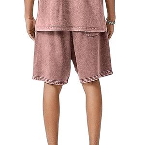 Pantalones cortos de gimnasio de algodón 100% para hombre al por mayor, ropa de calle Vintage con lavado ácido desteñido al sol, logotipo personalizado, tejido transpirable - Product Image 2