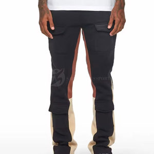 Jogging vintage à jambe évasée, style sportif streetwear, en toile anti-froissement, séchage rapide, taille élastique, poche avant, emballage personnalisé - Product Image 4