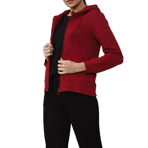 Sweat à capuche zippé décontracté pour femme, coupe ajustée, confortable, bleu ciel, respirant, avec cordon de serrage, 100% coton molletonné, hiver, devant - Product Image 5