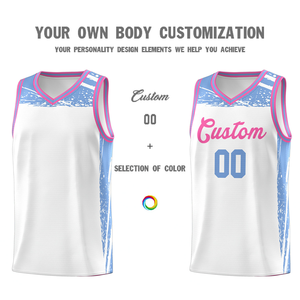 Uniforme de Baloncesto Transpirable para Adultos, Talla Grande, Estampado Blanco y Azul Rey, Conjuntos Deportivos de Verano para Amantes del Juego - Product Image 5