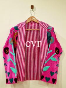 Chaqueta Bohemia Bordada con Cuello Mandarín, Manga Larga, Estampado Floral, Hecha a Mano, Ropa Exterior para Mujer, Ropa de Primavera - Product Image 4