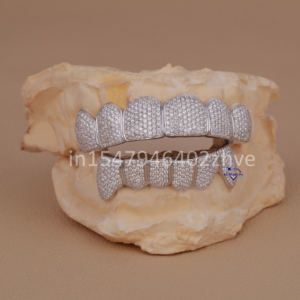Tendance hip hop dents grillz en 925S argent moissanite diamant gros luxe vvs vs clarté glacé personnalisé grillz dentaire - Product Image 5