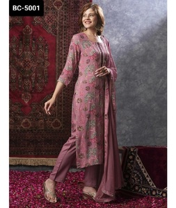 Costume ethnique indien fantaisie rayonne Slub Salwar Kameez avec impression pour mariage et fonction traditionnelle porter un costume prêt à porter - Product Image 1