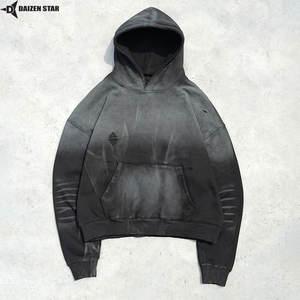 Sweat à capuche pull-over pour homme, hiver, 100% coton molletonné, écologique, respirant, coupe-vent, décontracté, couleur unie, teinture unie, personnalisable - Product Image 2