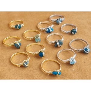 <b>Boho</b> Style Gold and Silver Plated Fashion <b>Rings</b> with Blue Stone Accents Resale Ready - Product Image 2