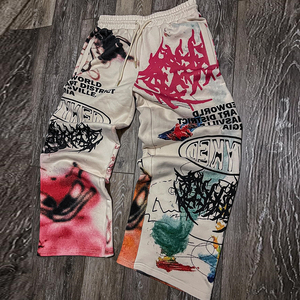 Streetwear d'hiver OEM Ensemble de pantalons de survêtement à capuche Y2K Survêtement deux pièces pour hommes en polyester/coton mélangé avec impression graphique personnalisée - Product Image 5