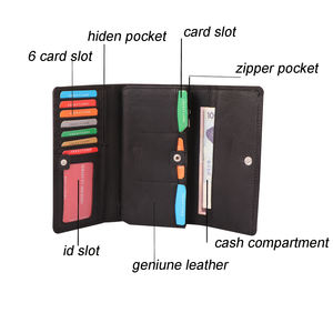 Cartera larga de piel para mujer con forro de poliéster y cierre de botón - Product Image 5