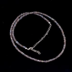 Étincelant à facettes Rondelle naturel bleu feu Labradorite pierres précieuses collier de perles personnalisé bijoux fins cadeau - Product Image 1