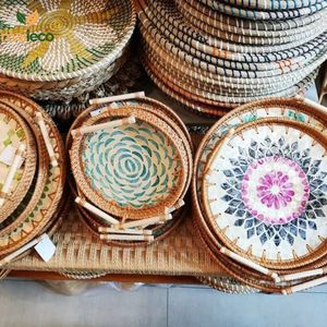 Thanh lịch Vòng mây phục vụ khay mẹ ngọc trai xử lý đa mục đích sử dụng cho nhà bếp phòng khách sơn mài kỹ thuật làm Việt Nam - Product Image 4