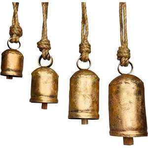 Cloches de vache suspendues en métal de vente chaude en or fini cloche de vache chanceuse cloche de vache de Style Vintage fait à la main de l'exportateur indien - Product Image 6