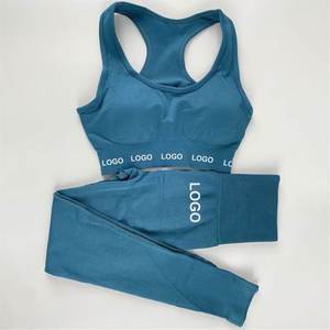 Custom Logo Solid Women's Yoga Activewear 2-Piece High-Waisted <b>Butt</b> <b>Lift</b> Flare Pants Set for Fitness Gym Wear - Product Image 2