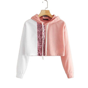 Sweat à capuche court d'hiver à manches longues en coton 100% de haute qualité avec logo personnalisé pour femmes, pour la salle de sport - Product Image 1