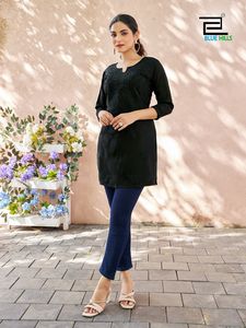 เสื้อตัวสั้นแฟนซีสำหรับผู้หญิงผ้าเรยอนพร้อมลาย lakhnavi ใส่ลำลอง - Product Image 3