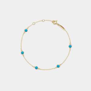 Turquoise Cabochon <b>Bracelet</b> 925 Sterling Silver 14K <b>Gold</b> Plated Turquoise <b>Charm</b> Stacking Friendship Jewelry Gift - Product Image 4