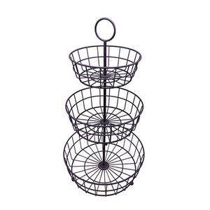 Elegant Design Round Iron Wire Black Coated 3 Tier Storage <b>Basket</b> for Home & Kitchenware Decor Handmade <b>Baskets</b> - Product Image 1