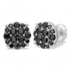 Boucles d'oreilles unisexes en acier inoxydable fin noir glacé Moissanite Diamond Culture Design élégant à la mode - Product Image 1