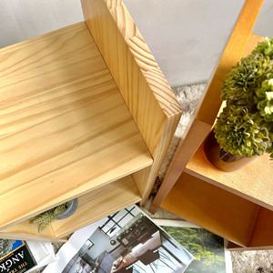 Table de chevet en bois au design moderne à 3 niveaux avec rangement ouvert Qualité supérieure Minimaliste pour les petits espaces pour la maison Salon Appartement - Product Image 4