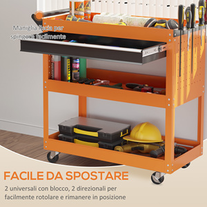 DURHAND-Carrito de herramientas con asa lateral, cajón y 3 estantes de acero, de 82 76 cm x 35x, color Naranja, para hombre y mujer - Product Image 4