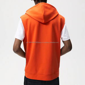 Sweat-shirts personnalisés pour garçons, poche zippée sport, sweat-shirt pour hommes, mode, qualité vierge, orange vif, sans manches, à capuche - Product Image 2