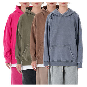 Wholesale Manufacturers Custom 350 GSM Heavyweight Oversized Cotton Vintage Washed Acid Wash Hoodies & Sweatshirts <b>Men</b> - Product Image 1