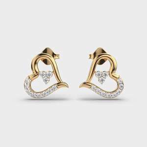 Boucles d'oreilles élégantes en or jaune avec diamant taillé en princesse Bijoux audacieux parfaits pour les soirées de luxe - Product Image 4