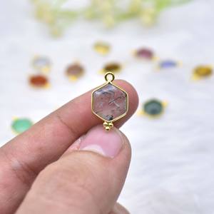 Natural Prehnite Gemstone <b>Pendant</b> Hexagon Shape Single <b>Bail</b> <b>Pendant</b> Sterling Silver Jewelry Gold Vermeil Stylish Jewelry - Product Image 5