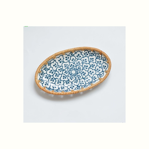 Plateau en rotin avec incrustation de nacre pour la décoration intérieure, la présentation sur table et l'usage domestique - Product Image 5