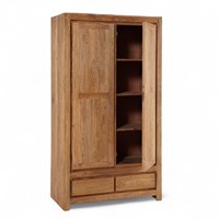 Armoire de chambre suspendue moderne autoportante en bois de teck massif, conçue sur mesure, à 2 portes verrouillables, amovible, pour hôpital et atelier