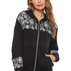 Top Fashion Sweats à capuche pour femmes avec broderie Sweat-shirt à quantité minimale de commande bas teint en coton et polyester de haute qualité - Product Image 2
