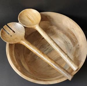 Tazón con cuchara, utensilios de cocina multiusos o regalo decorativo de Navidad, decoración de mesa para bodas, ensaladera de madera de alta calidad - Product Image 1