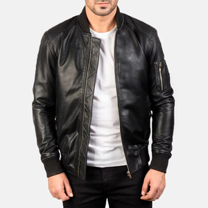 Venta caliente Premium ODM Diseño personalizado Chaqueta de cuero de la motocicleta de los hombres Vintage con capucha Stand Front Black Original Leather Outwear - Product Image 5