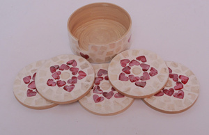 ชุดที่รองแก้วสไตล์โบฮีเมียนแบบฝังมุกแท้6ชิ้นใหม่ล่าสุดแบรนด์ vgreenart - Product Image 4