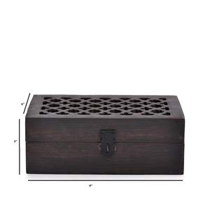 Boîte de rangement décorative en bois de manguier artisanale avec finition naturelle - Product Image 6