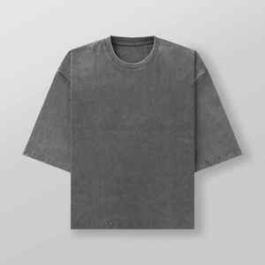 T-shirts Streetwear Homme Coupe Boxy Décontractée Oversize Uni Délavé à l'Acide 100% Coton Écologique Vintage - Product Image 5