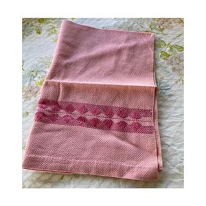 Top Indian Kitchen Lenin Exporter Geometrical Highly Soft Cotton Attractive Look <b>Embroidered</b> Golf Pink Border Kitchen <b>Towels</b> - Product Image 1