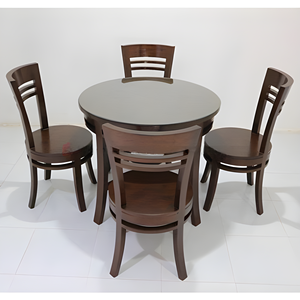 Ensemble de table à manger ronde 5 pièces, table et chaises en bois grainé, meubles de salle à manger modernes pour la maison, le café, le salon - Product Image 6