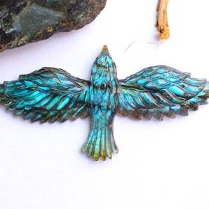 Natural Labradorite Stone Eagle shape Loose Carved Gemstone for Jewelry Pendant Making Handmade <b>Crystal</b> Carving Charms 30x20mm - Product Image 3
