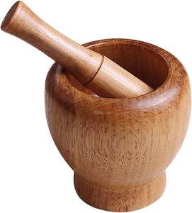 Top Ranking Vendedor Especias Pimienta Trituradora Forma redonda Mortero de madera y mortero Set Hierbas de madera Molinillo Ajo Tazón para mezclar de SCI - Product Image 4