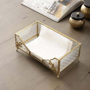 Elegant Glass and Metal Frame Napkin <b>Box</b> for Stylish Dining Chic Glass Napkin <b>Box</b> with Sleek Metal Frame - Product Image 3