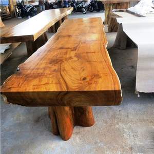 Solid Walnut <b>Wood</b> Dining Table Live Edge <b>Slab</b> Design Customized Color Tropical Modern No Assembly Required Dining Room Furniture - Product Image 1